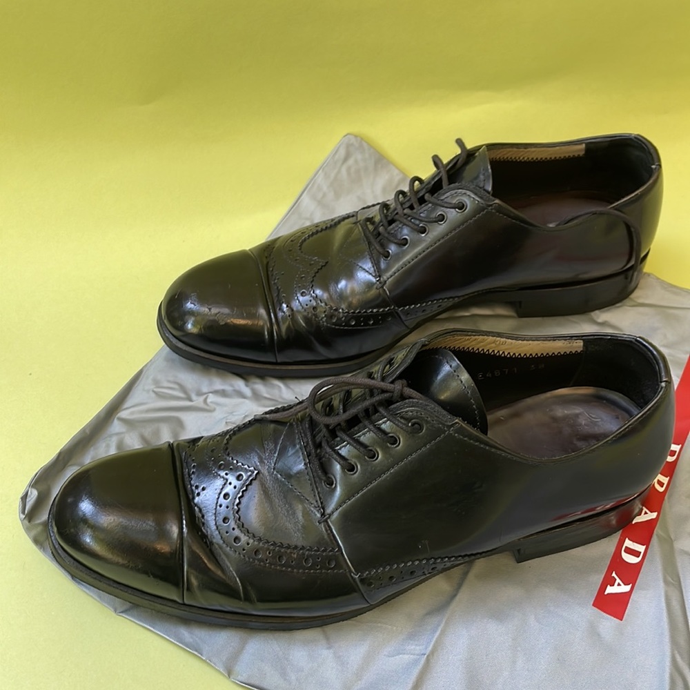 Vintage black Prada leather loafers with dust bag